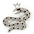 Queen Snake Black/Clear Diamante Brooch In Rhodium Plating - 5cm Width - view 3