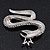 Queen Snake Black/Clear Diamante Brooch In Rhodium Plating - 5cm Width - view 6