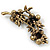 Crystal Floral Brooch (Antique Gold & Black) - 5.5cm Length - view 2