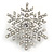 White Simulated Pearl 'Snowflake' Brooch In Rhodium Plating - 4.3cm Diameter