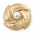 Vintage Textured Diamante, Simulated Pearl Corsage Brooch In Gold Plating - 4.5cm Diameter - view 6