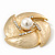Vintage Textured Diamante, Simulated Pearl Corsage Brooch In Gold Plating - 4.5cm Diameter - view 2