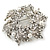 Clear Crystal, White Simulated Pearl Wreath Brooch In Rhodium Plating - 4cm Diameter - view 4