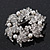Clear Crystal, White Simulated Pearl Wreath Brooch In Rhodium Plating - 4cm Diameter - view 3