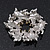 Clear Crystal, White Simulated Pearl Wreath Brooch In Rhodium Plating - 4cm Diameter - view 5