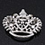 Clear & AB Crystal, Simulated Pearl 'Queenie' Crown Brooch In Rhodium Plated Metal - 5cm Length - view 5