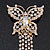 Gold Plated Clear Swarovski Crystal Butterfly With Dangling Tail Brooch - 8.5cm Length - view 3