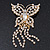 Gold Plated Clear Swarovski Crystal Butterfly With Dangling Tail Brooch - 8.5cm Length - view 2