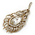 Vintage Swarovski Crystal 'Peacock Feather' Brooch In Burn Gold - 8cm Length - view 6