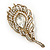 Vintage Swarovski Crystal 'Peacock Feather' Brooch In Burn Gold - 8cm Length - view 7