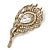 Vintage Swarovski Crystal 'Peacock Feather' Brooch In Burn Gold - 8cm Length - view 2