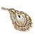 Vintage Swarovski Crystal 'Peacock Feather' Brooch In Burn Gold - 8cm Length - view 8