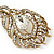 Vintage Swarovski Crystal 'Peacock Feather' Brooch In Burn Gold - 8cm Length - view 4