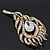Vintage Swarovski Crystal 'Peacock Feather' Brooch In Burn Gold - 8cm Length - view 3