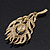 Vintage Swarovski Crystal 'Peacock Feather' Brooch In Burn Gold - 8cm Length - view 5