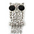 Clear Crystal 'Owl' With Dangling Tail Brooch In Rhodium Plating - 8.5cm Length - view 9