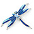 Dark/Light Blue Enamel Dragonfly Brooch In Rhodium Plating - 8cm Length - view 1