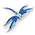 Dark/Light Blue Enamel Dragonfly Brooch In Rhodium Plating - 8cm Length - view 5
