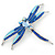Dark/Light Blue Enamel Dragonfly Brooch In Rhodium Plating - 8cm Length - view 3