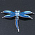 Dark/Light Blue Enamel Dragonfly Brooch In Rhodium Plating - 8cm Length - view 2