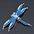 Dark/Light Blue Enamel Dragonfly Brooch In Rhodium Plating - 8cm Length - view 8