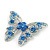 Dazzling Sky Blue Crystal Butterfly Brooch In Rhodium Plating - 6cm Length - view 6