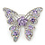 Dazzling Light Amethyst Swarovski Crystal Butterfly Brooch In Rhodium Plating - 6cm Length