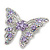 Dazzling Light Amethyst Swarovski Crystal Butterfly Brooch In Rhodium Plating - 6cm Length - view 3