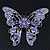 Dazzling Light Amethyst Swarovski Crystal Butterfly Brooch In Rhodium Plating - 6cm Length - view 2