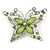 Pale Green Diamante Butterfly Brooch In Rhodium Plating - 55mm Across