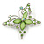 Pale Green Diamante Butterfly Brooch In Rhodium Plating - 55mm Across - view 2