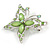 Pale Green Diamante Butterfly Brooch In Rhodium Plating - 55mm Across - view 4
