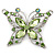 Pale Green Diamante Butterfly Brooch In Rhodium Plating - 55mm Across - view 7