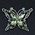 Pale Green Diamante Butterfly Brooch In Rhodium Plating - 55mm Across - view 8