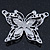 Pale Green Diamante Butterfly Brooch In Rhodium Plating - 55mm Across - view 5
