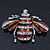 Cute Clear Crystal Brown Enamel 'Bee' Brooch In Rhodium Plating - 5cm Width - view 8