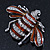 Cute Clear Crystal Brown Enamel 'Bee' Brooch In Rhodium Plating - 5cm Width - view 9