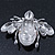 Cute Clear Crystal Brown Enamel 'Bee' Brooch In Rhodium Plating - 5cm Width - view 6