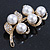 Vintage Diamante, Simulated Pearl Floral Brooch In Gold Plating - 6.5cm Length - view 3
