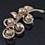 Vintage Diamante, Simulated Pearl Floral Brooch In Gold Plating - 6.5cm Length - view 6