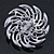 Dimensional Clear/Jet Black Crystal Corsage Brooch In Rhodium Plating - 5cm Diameter - view 5