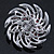 Dimensional Clear/ Ruby Red Coloured Crystal Corsage Brooch In Rhodium Plating - 5cm Diameter - view 6