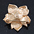 Brushed Gold Crystal Flower Brooch - 3.5cm Diameter - view 3