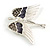 Flying Angel Grey Diamante Brooch In Rhodium Plating - 50mm Width - view 3