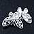 Pink/ Magenta/ AB Crystal Double Butterfly Brooch In Rhodium Plating - 35mm Width - view 3
