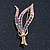Gold Plated Diamante Fancy Brooch (Pink, Purple, Violet) - 55mm Length - view 2