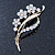 Clear/ AB Crystal 'Bunch Of Flowers' Brooch In Gold Plating - 62mm Length - view 2