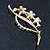 Clear/ AB Crystal 'Bunch Of Flowers' Brooch In Gold Plating - 62mm Length - view 3