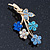 Sky Blue/ Azure/ AB Crystal 'Bunch Of Flowers' Brooch In Gold Plating - 50mm Length - view 4
