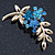 Blue Diamante Floral Brooch In Gold Plating - 50mm Length - view 3